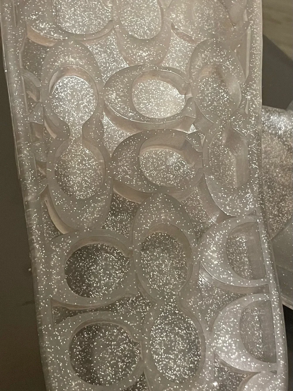 Coach Clear Glitter Slide Sandals - Silver
